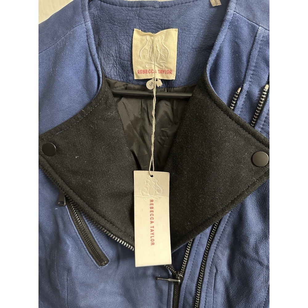 Rebecca Taylor Lamb Leather Motto Vest Cobalt Blue Womens Sz Small Retail $695 - Picture 8 of 12
